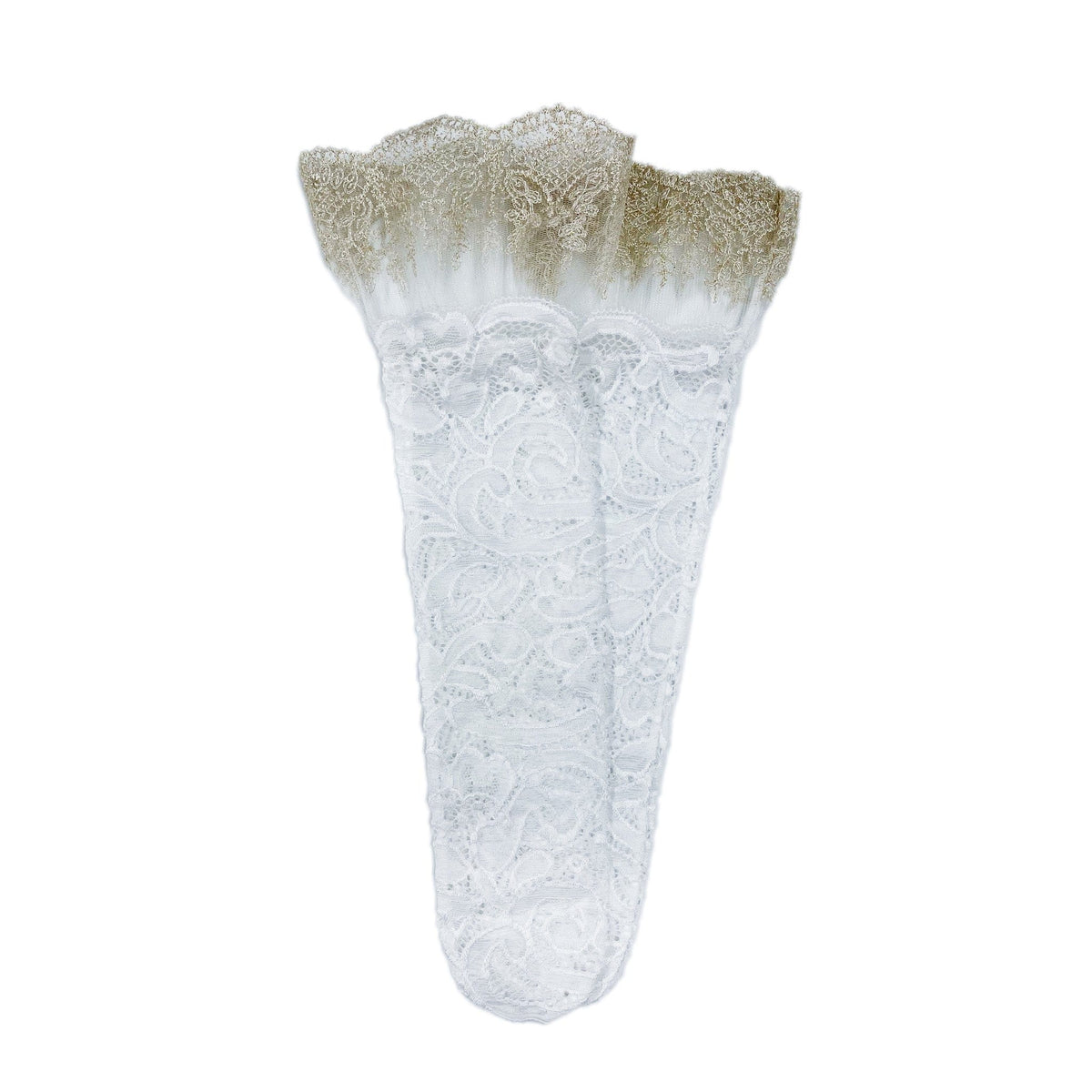 Aida Lace White and Gold Socks