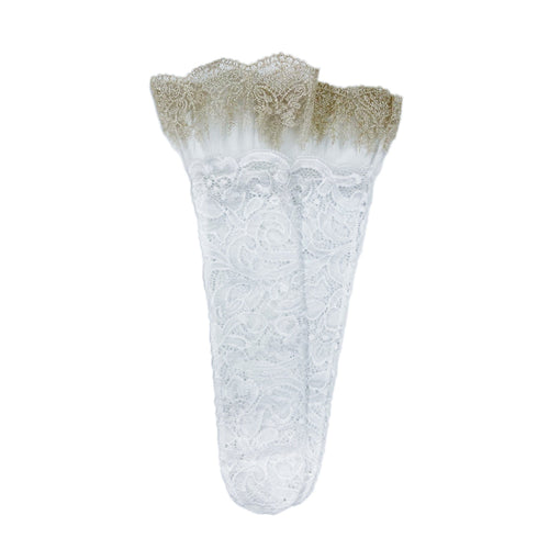 Aida Lace White and Gold Socks