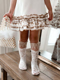 Aida Lace White and Gold Socks