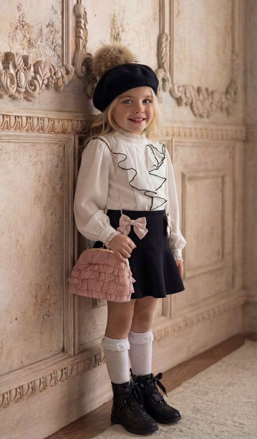 Flare Skirt with Satin Bows