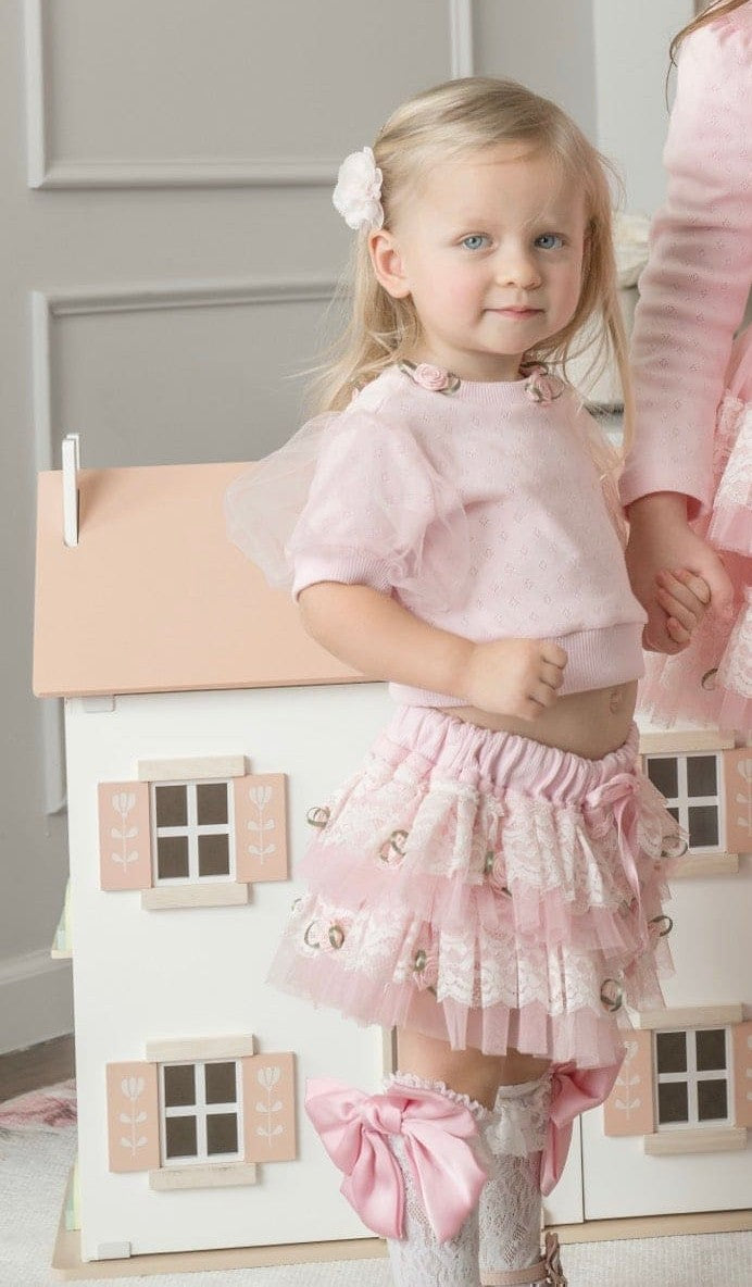 Harlow Pink Embroidered Top and Bloomers Set