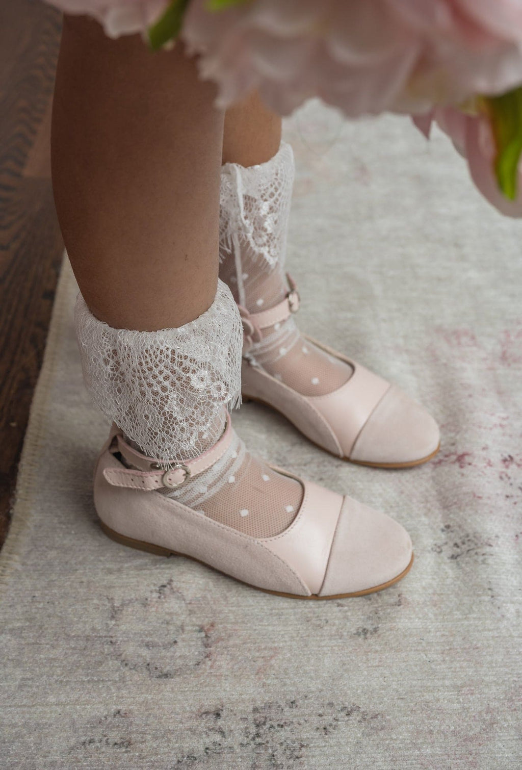 Ivy White Polka Dot Lace Socks