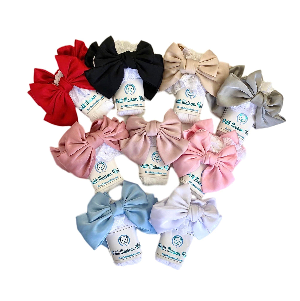 Lola Lace Socks With Satin Blush Pink Bow