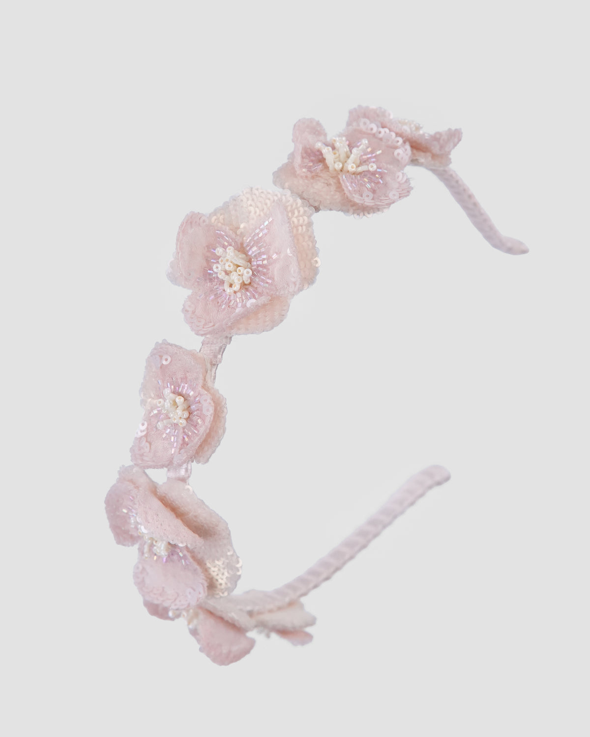 Blossom Headband for girls by House of Carousel with dusty pink organza flowers available at House of Aura Lebanon