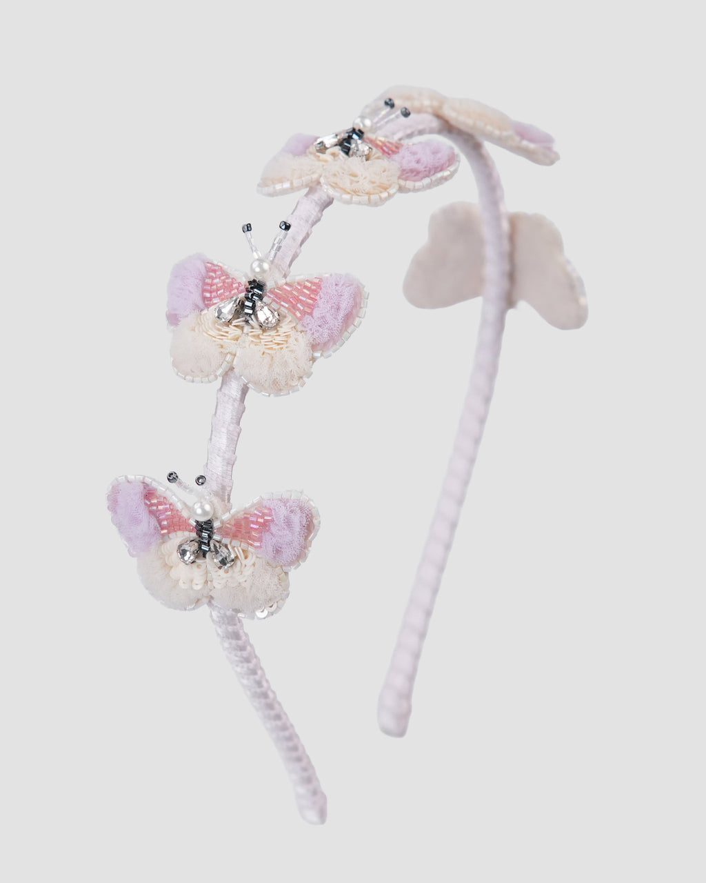 Girls butterfly headband with handcrafted tulle butterflies, beads and crystal details by House of Carousel