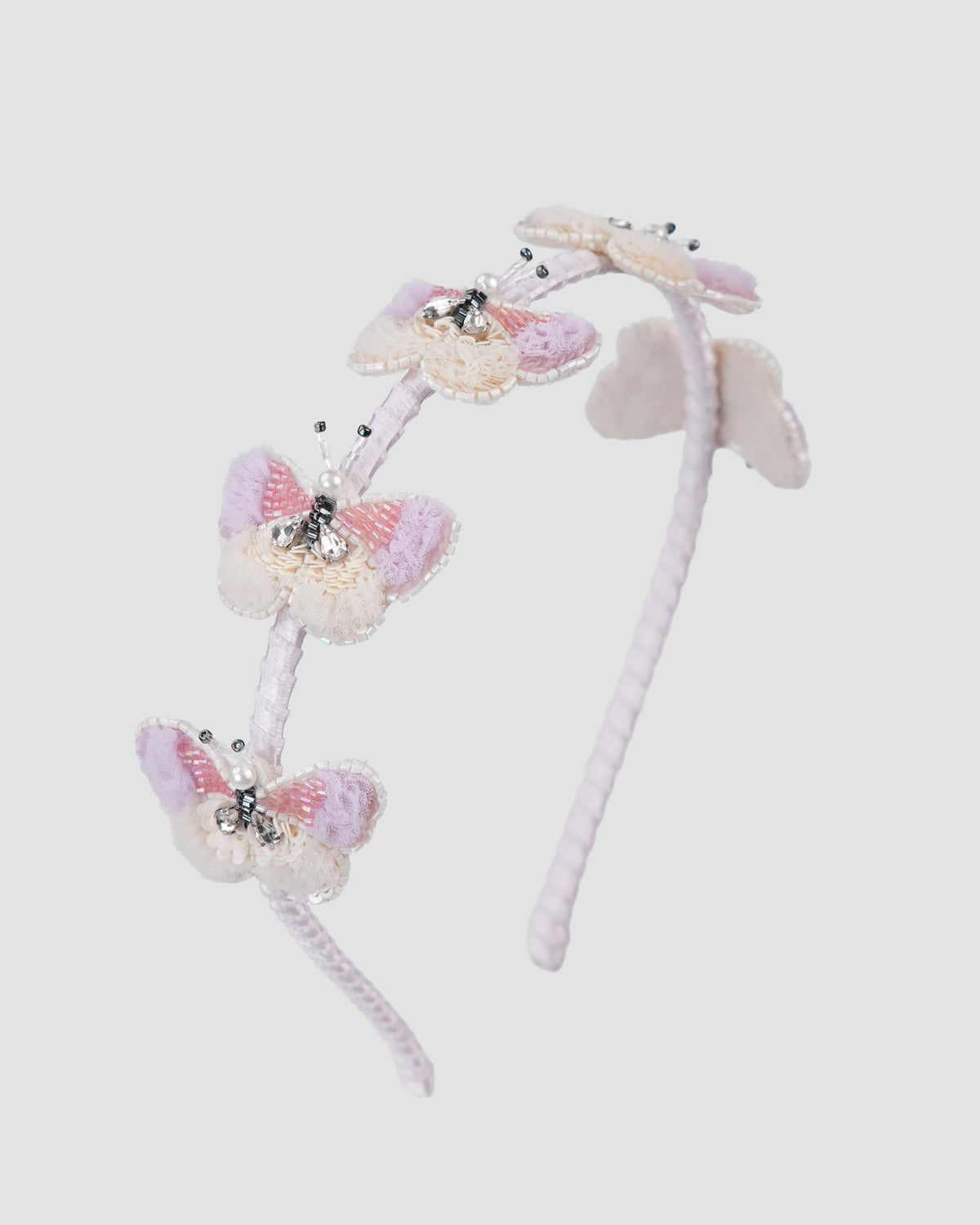 Butterfly Ballet Headband for girls by House of Carousel with blush and lilac tulle butterflies available at House of Aura Lebanon