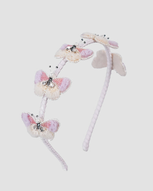 Butterfly Ballet Headband for girls by House of Carousel with blush and lilac tulle butterflies available at House of Aura Lebanon