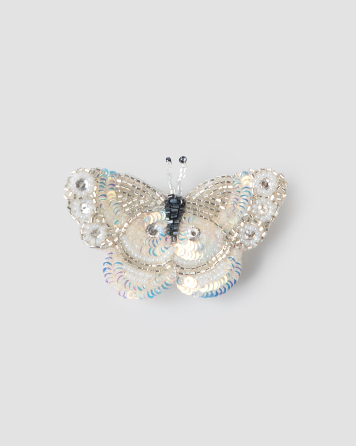 Crystal Wing butterfly hair clip for girls with silver beads, sequins and crystals by House of Carousel