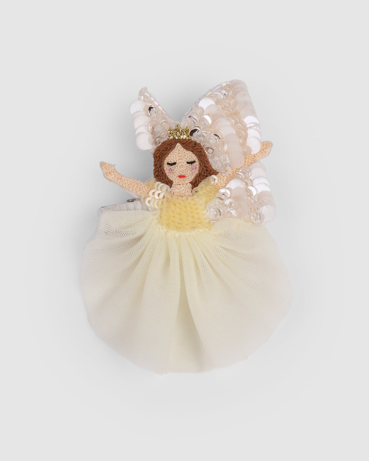 Yellow Flower Fairy girls hair clip with sequin and tulle details by House of Carousél