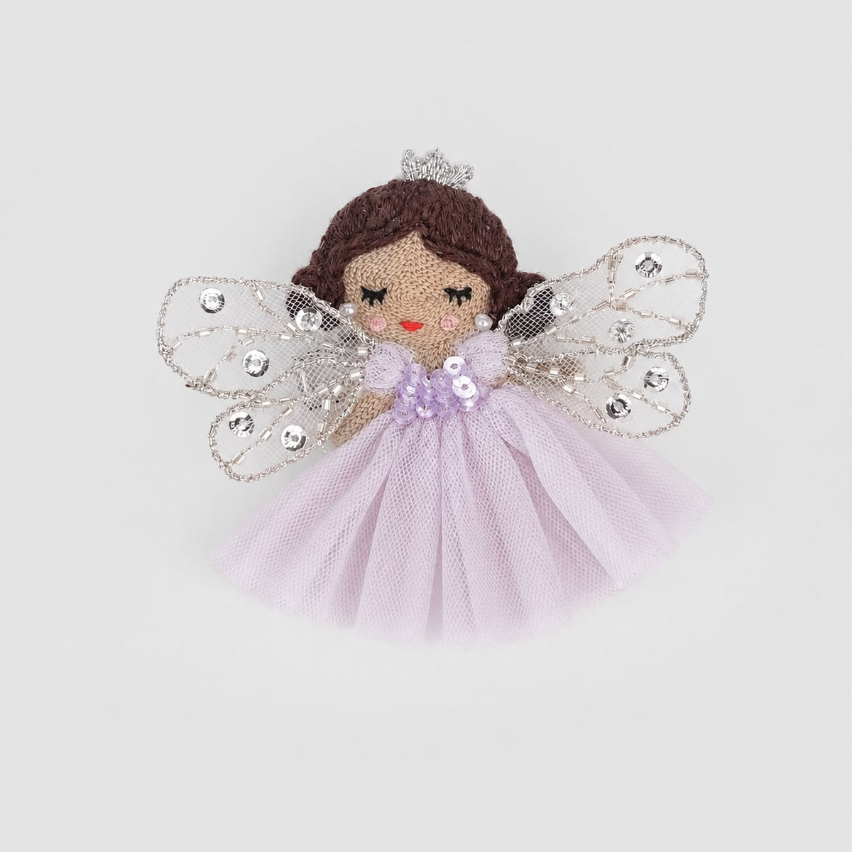 Flutter Fairy Clip with lilac tulle skirt, beaded wings and crystal details by House of Carousel available at House of Aura Lebanon
