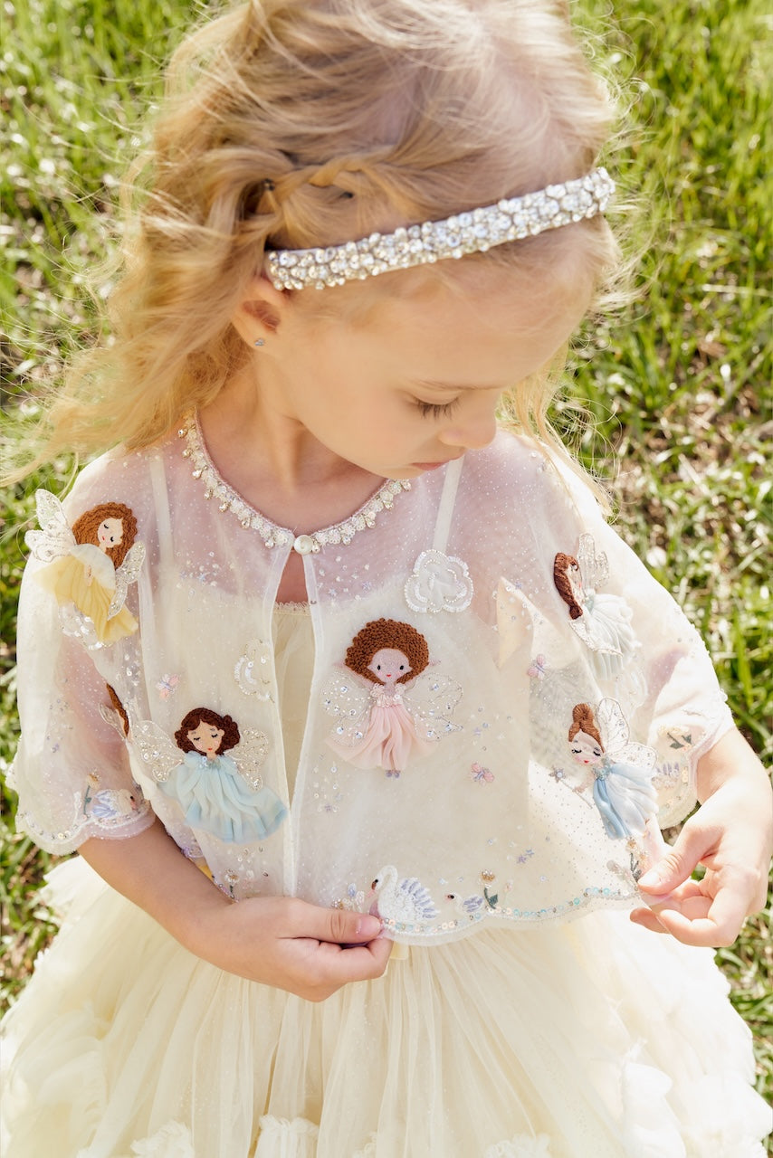 Close-up of Flutter Fairy Cloudkiss Close-up of Flutter Fairy Cloudkiss Dress showing handcrafted fairy bodice details