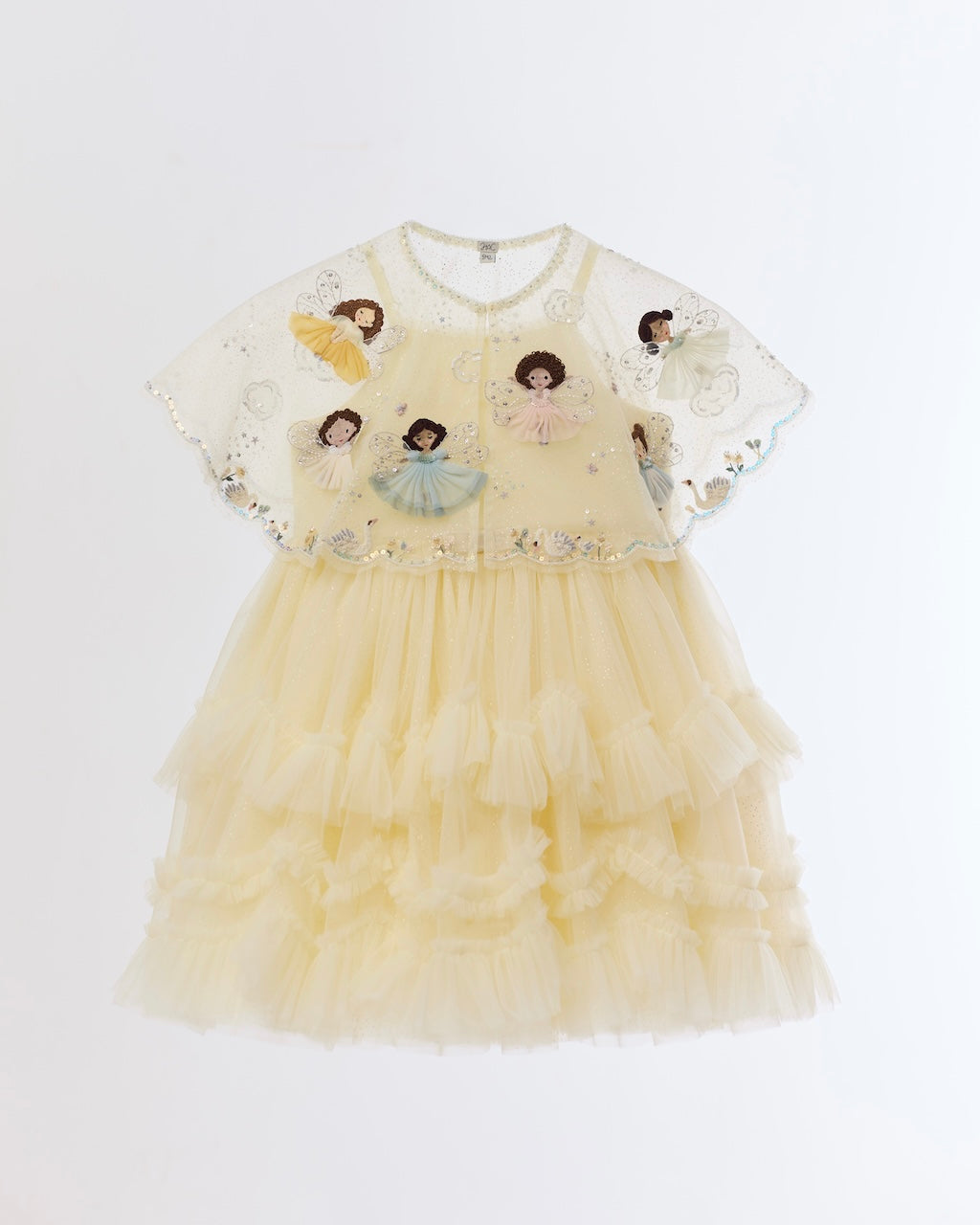 Flutter Fairy Cloudkiss Dress in butter yellow with handcrafted fairy details by House of Carousel available at House of Aura