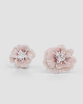Rosette Clip girls hair clips with soft peach sequin flowers, pearl centres and beaded details by House of Carousél