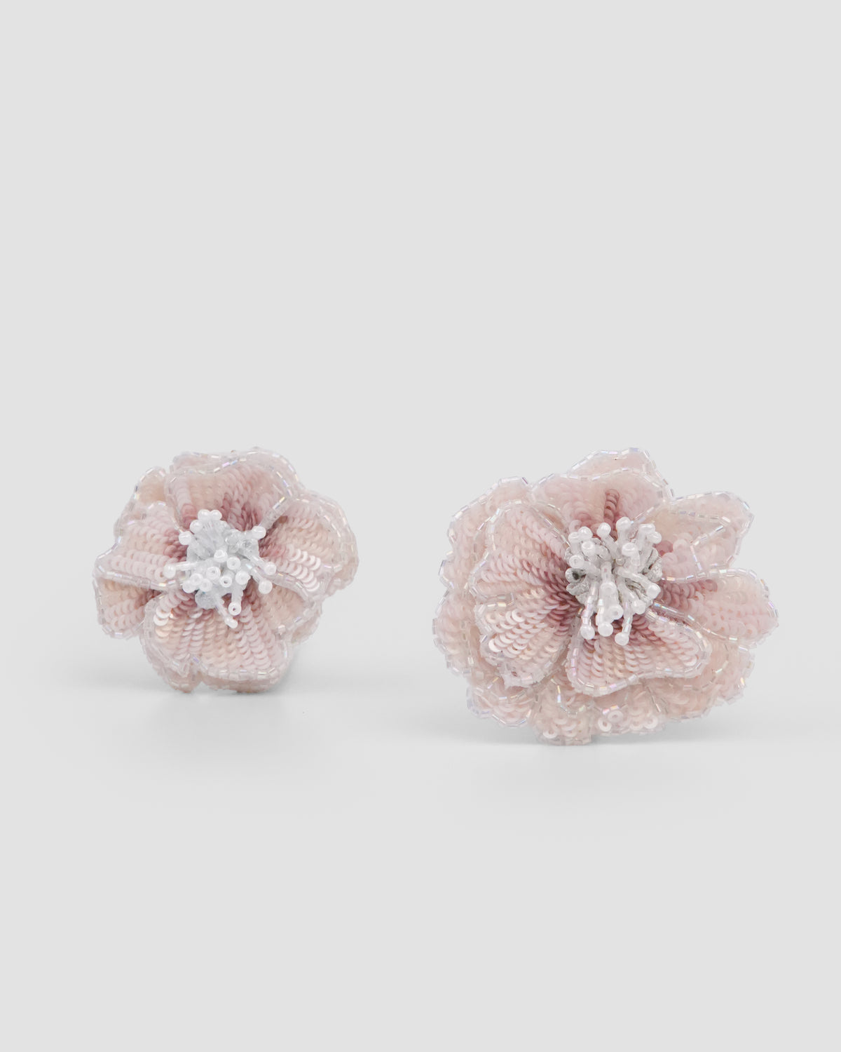 Rosette Clip girls hair clips with soft peach sequin flowers, pearl centres and beaded details by House of Carousél