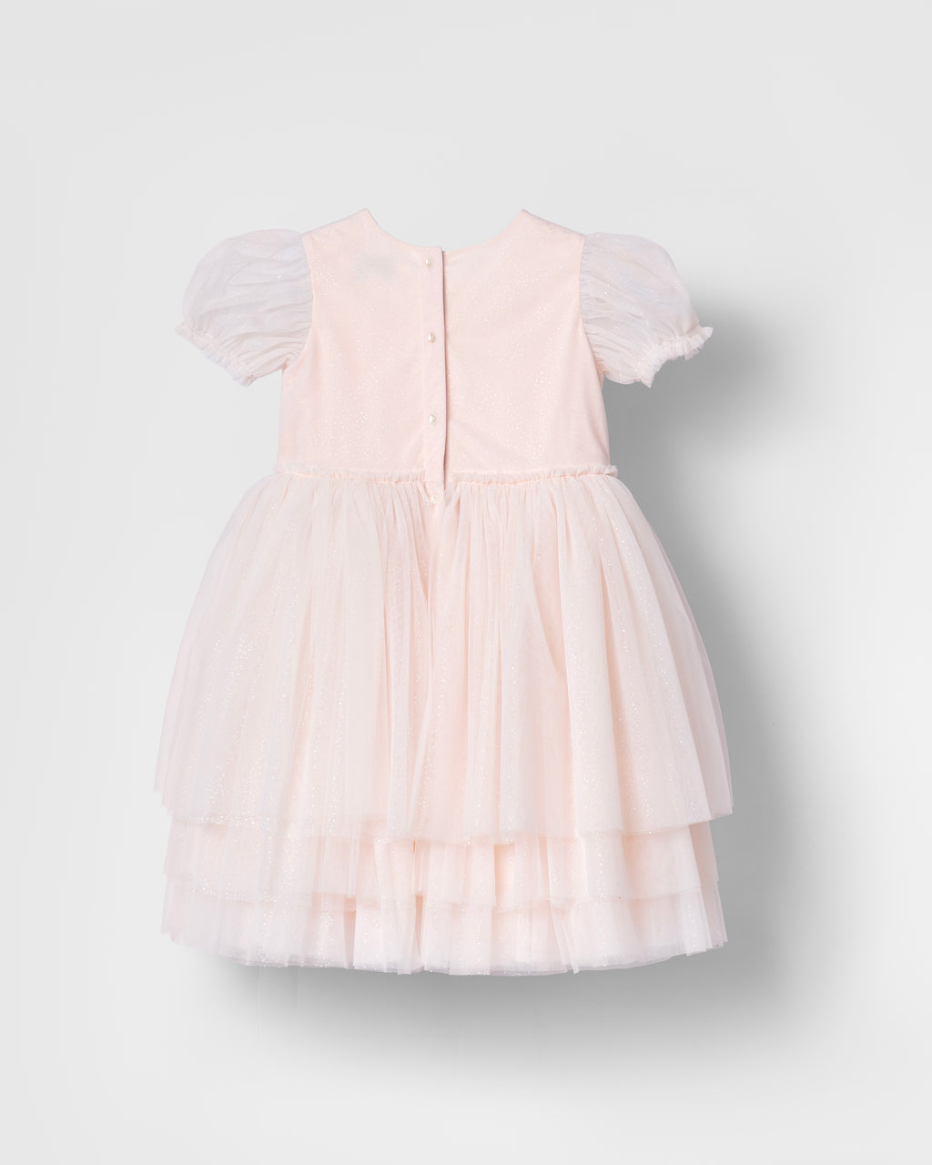 Back view of Secret Garden of Roses ivory tulle girls dress by House of Carousél