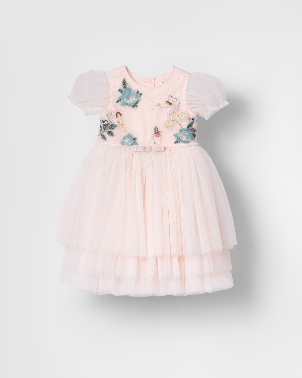 Secret Garden of Roses girls tulle dress with hand-beaded fairy, rose and floral embroidery by House of Carousél