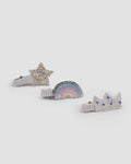 Whimsical Clip Set with star, pastel rainbow and crown hair clips by House of Carousél